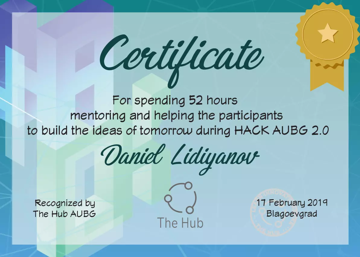 HackAUBG Daniel Lydianov